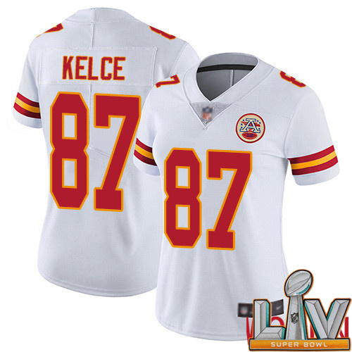 Super Bowl LV 2021 Women Kansas City Chiefs #87 Kelce Travis White Vapor Untouchable Limited Player Football Nike NFL Jersey->women nfl jersey->Women Jersey